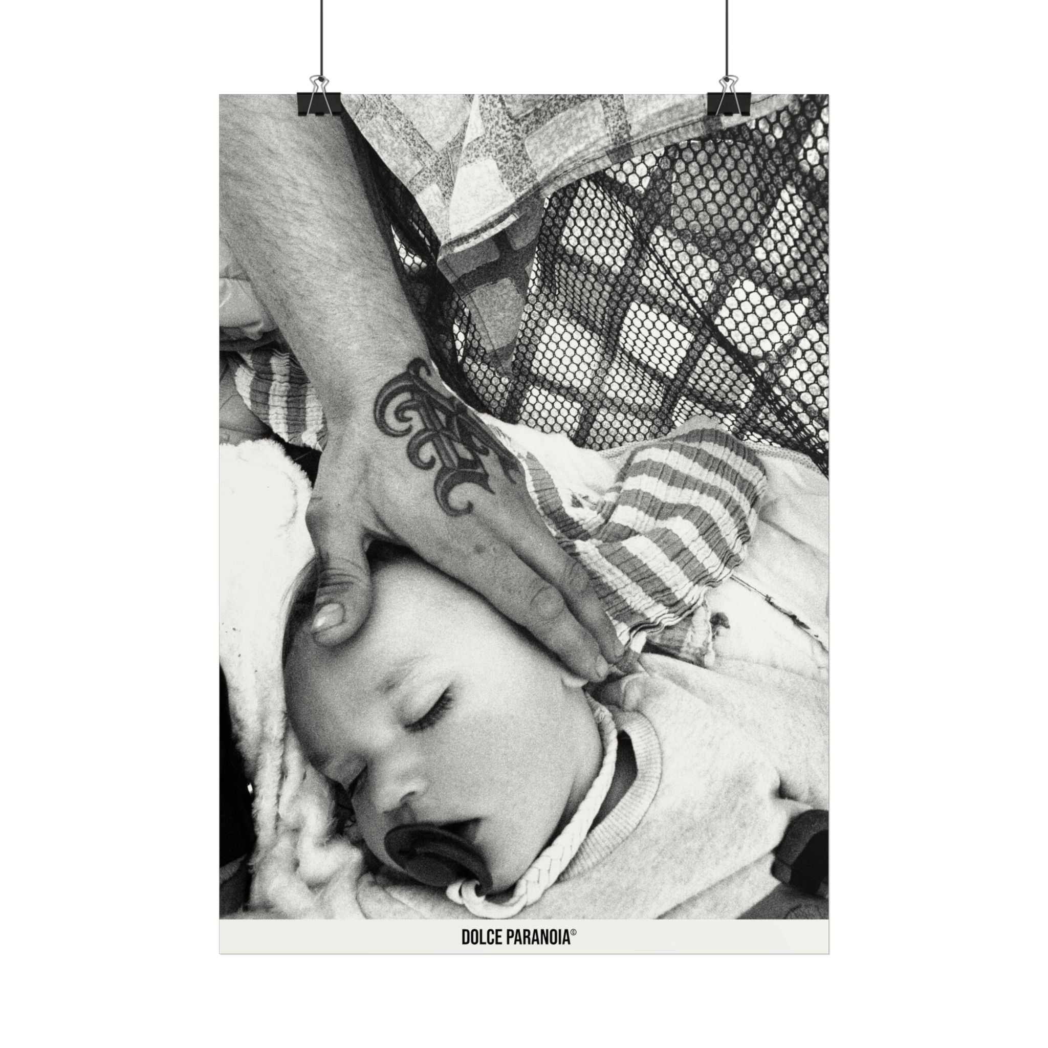Black & White Sleeping Baby Poster — 'Sweet Paranoia' Photographic Print