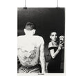 Black & White Tattooed Couple Poster — Retro Mirror Selfie Wall Art
